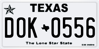 TX license plate DOK0556