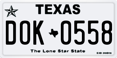 TX license plate DOK0558