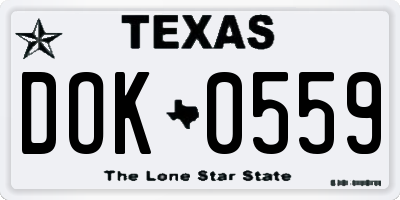 TX license plate DOK0559