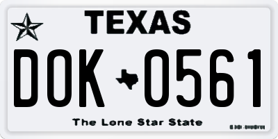 TX license plate DOK0561