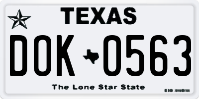 TX license plate DOK0563