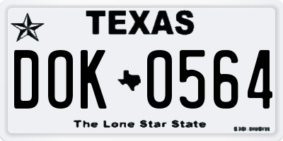 TX license plate DOK0564