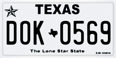 TX license plate DOK0569