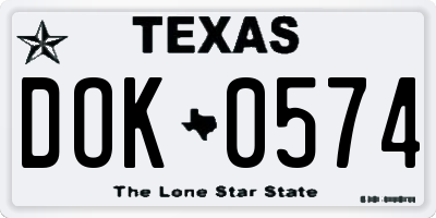 TX license plate DOK0574