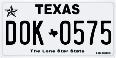 TX license plate DOK0575