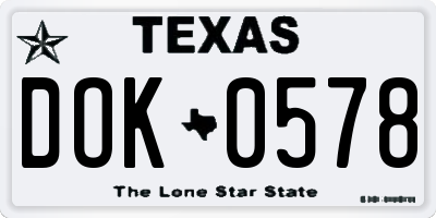 TX license plate DOK0578