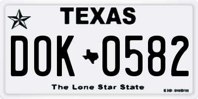 TX license plate DOK0582