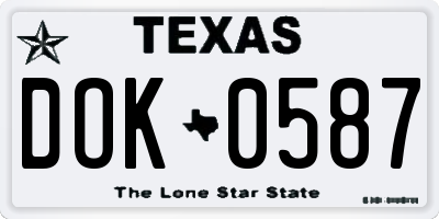 TX license plate DOK0587