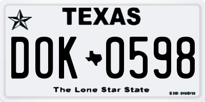 TX license plate DOK0598