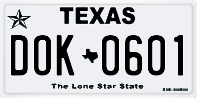 TX license plate DOK0601