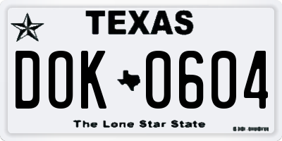 TX license plate DOK0604