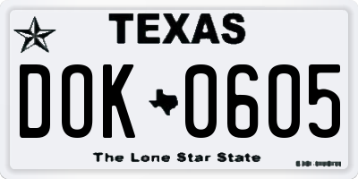 TX license plate DOK0605