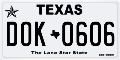 TX license plate DOK0606