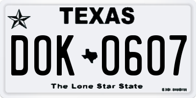 TX license plate DOK0607