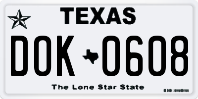 TX license plate DOK0608