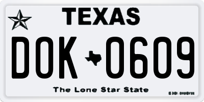 TX license plate DOK0609