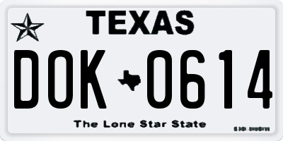 TX license plate DOK0614