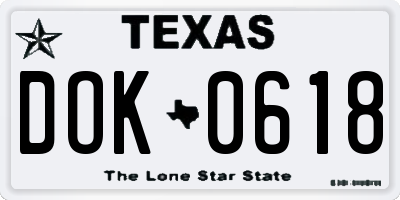 TX license plate DOK0618