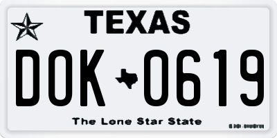 TX license plate DOK0619