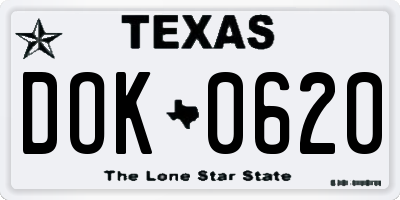 TX license plate DOK0620