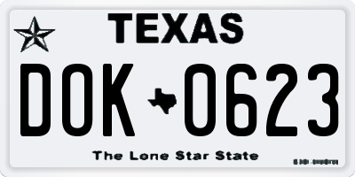 TX license plate DOK0623
