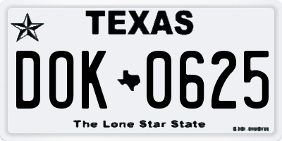 TX license plate DOK0625