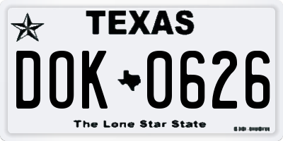 TX license plate DOK0626