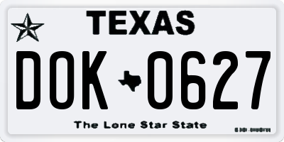 TX license plate DOK0627