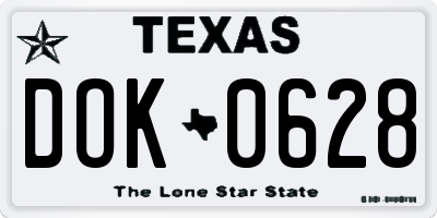 TX license plate DOK0628