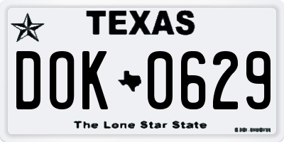 TX license plate DOK0629