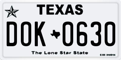 TX license plate DOK0630