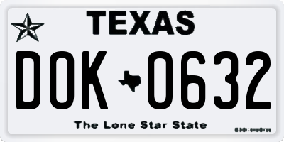 TX license plate DOK0632
