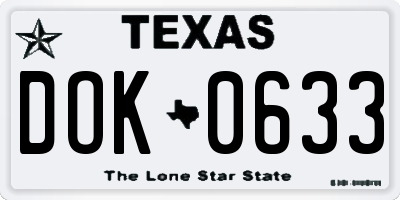 TX license plate DOK0633
