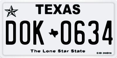 TX license plate DOK0634