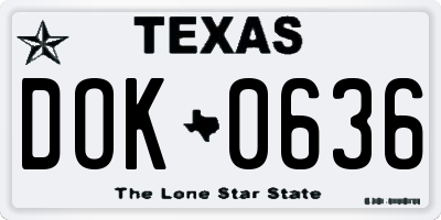 TX license plate DOK0636