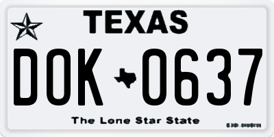 TX license plate DOK0637