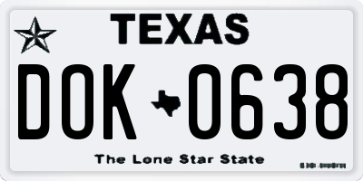 TX license plate DOK0638