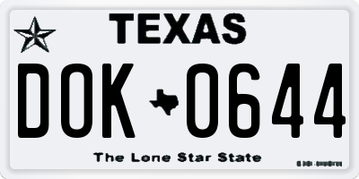 TX license plate DOK0644