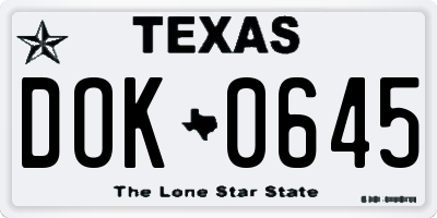 TX license plate DOK0645