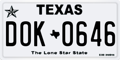 TX license plate DOK0646