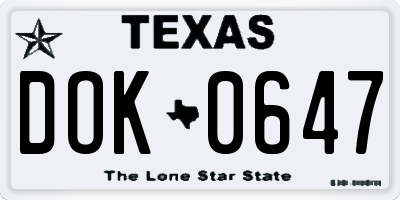 TX license plate DOK0647