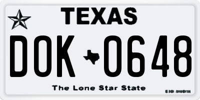 TX license plate DOK0648