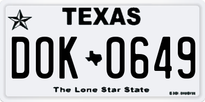 TX license plate DOK0649