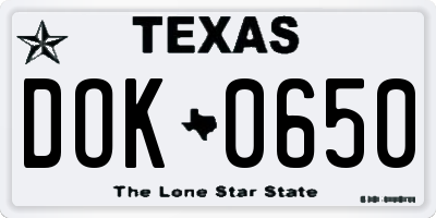TX license plate DOK0650