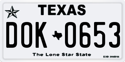 TX license plate DOK0653