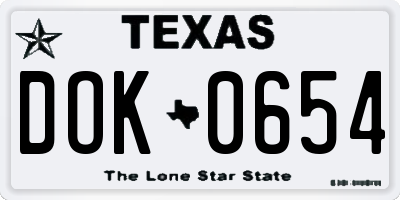 TX license plate DOK0654