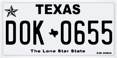 TX license plate DOK0655