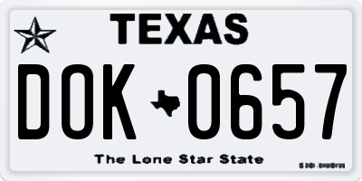 TX license plate DOK0657