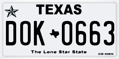 TX license plate DOK0663