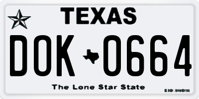TX license plate DOK0664